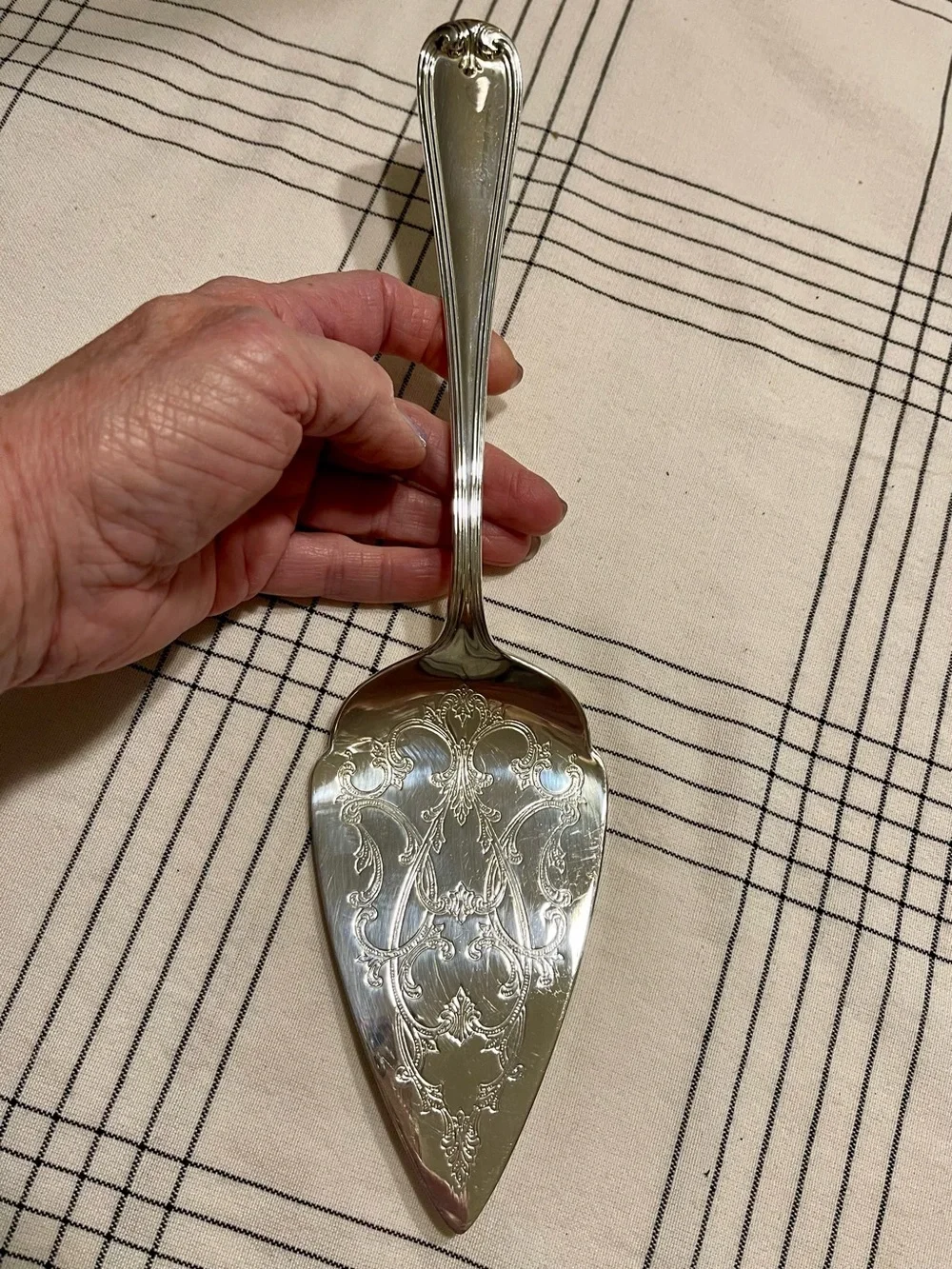 Silver Plated Ornate Cake Server - Elegant Stainless Finish